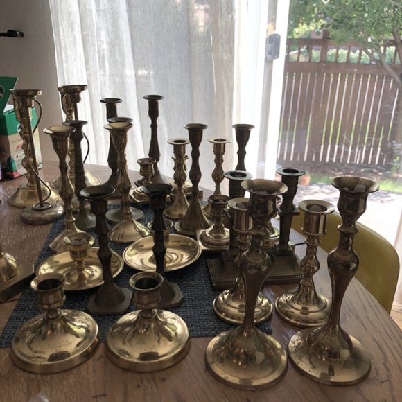 Lot of Vintage Brass Candlesticks